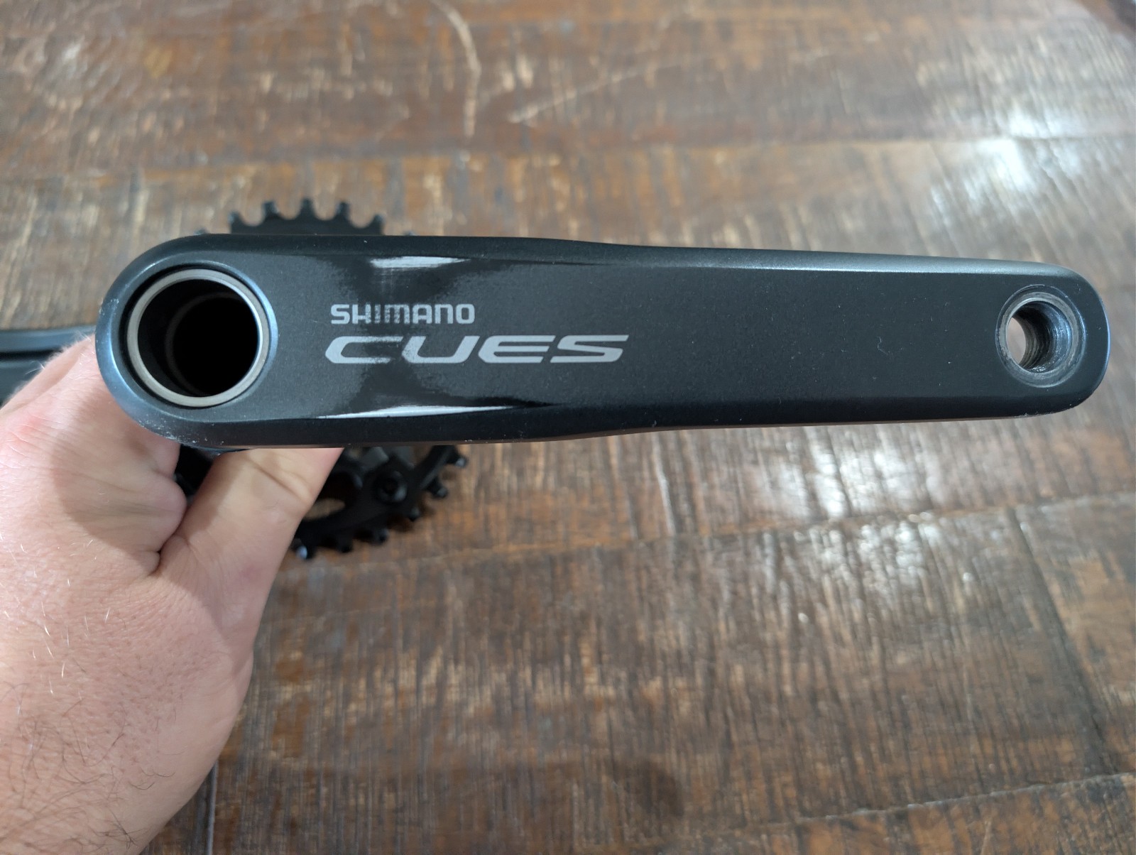 Used Shimano CUES U6000 crankset, 30T 96bcd asym, 55mm chainline, 170mm length