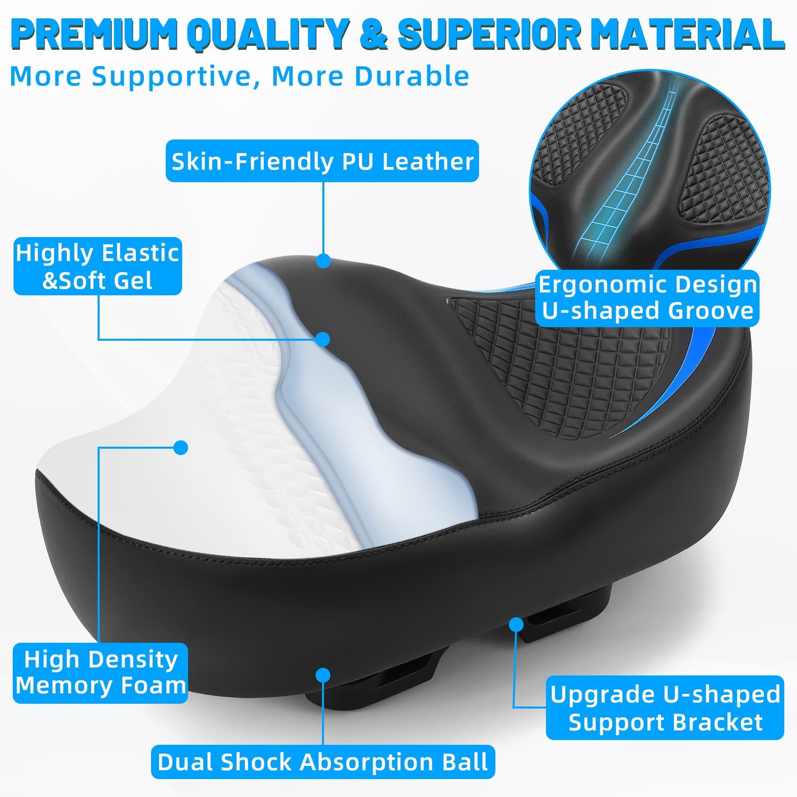 CDYWD New Noseless Bike Seat for Men Women Comfort, Extra Wide Soft Padded Bi…