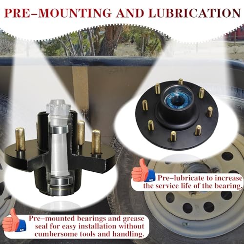 1 Set 8 on 6.5» Trailer Hub Kit for 7000 lbs 1.25» to 1.75» #D42 Tapered