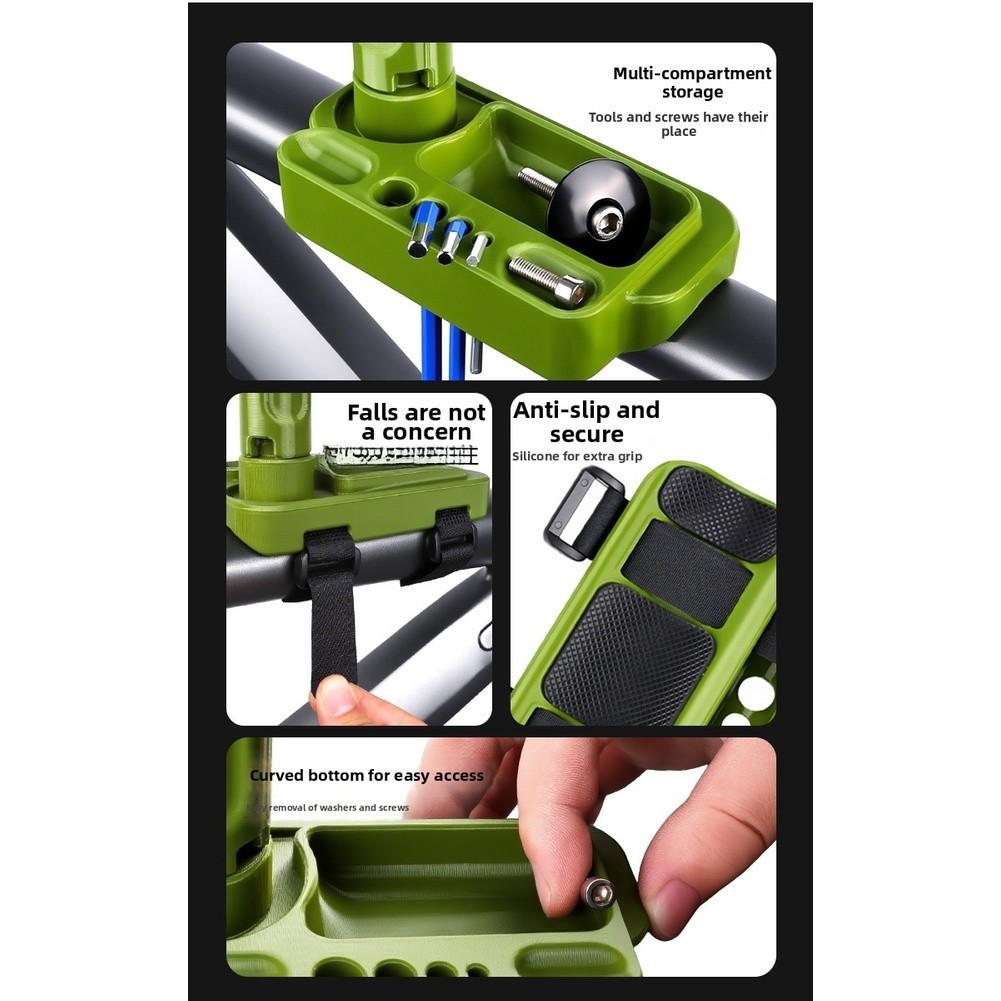 Plastic Bicycle Head Tube Tray with Silicone Pads and Adjustable Straps