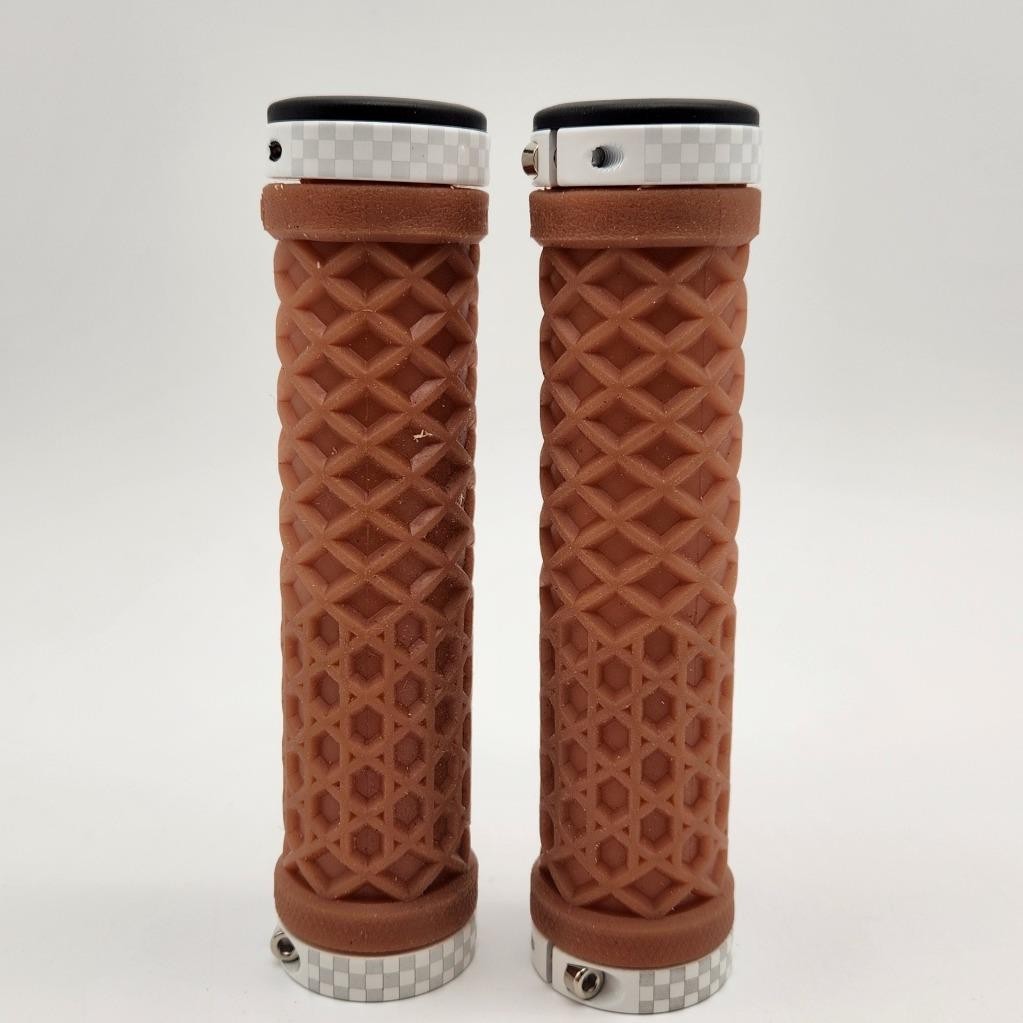 ODI Vans Lock-On Gum / White Waffle Bicycle Grips Checkerboard Ends – NO PACKAGE