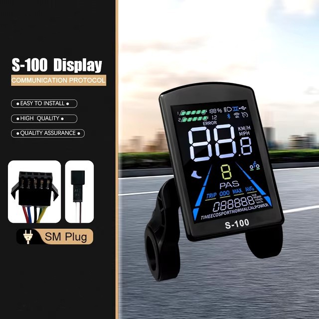 E-Bike 48V-72V 1000W-3000W 60A Dual Mode Sine Wave Controller w/ Display SM Plug