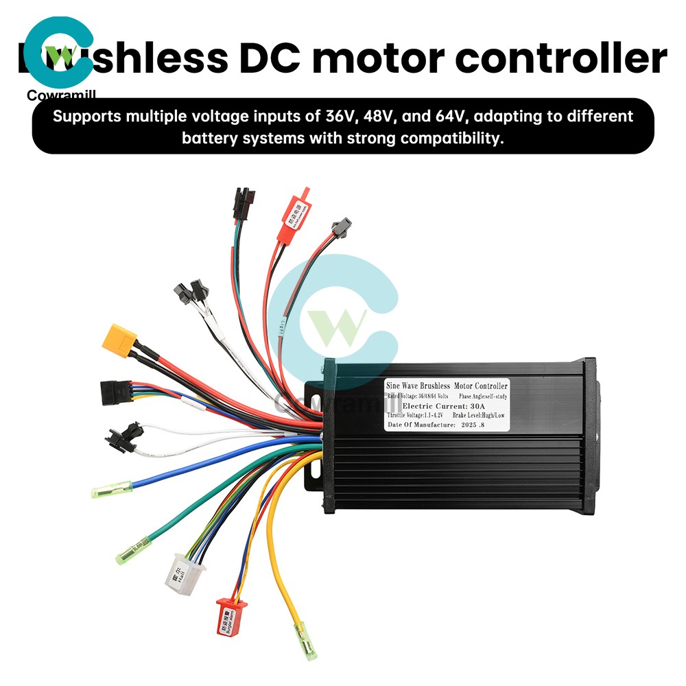 36V 48V 64V 30A Sine Wave Brushless Motor Controller 750W-1500W Drive S866 Gauge