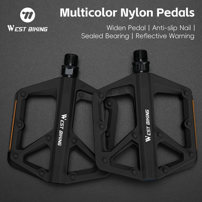 WEST BIKING Nylon Bicycle Pedals DU Sealed Bearing 9/16″ Bike Flat Pedals A Pair