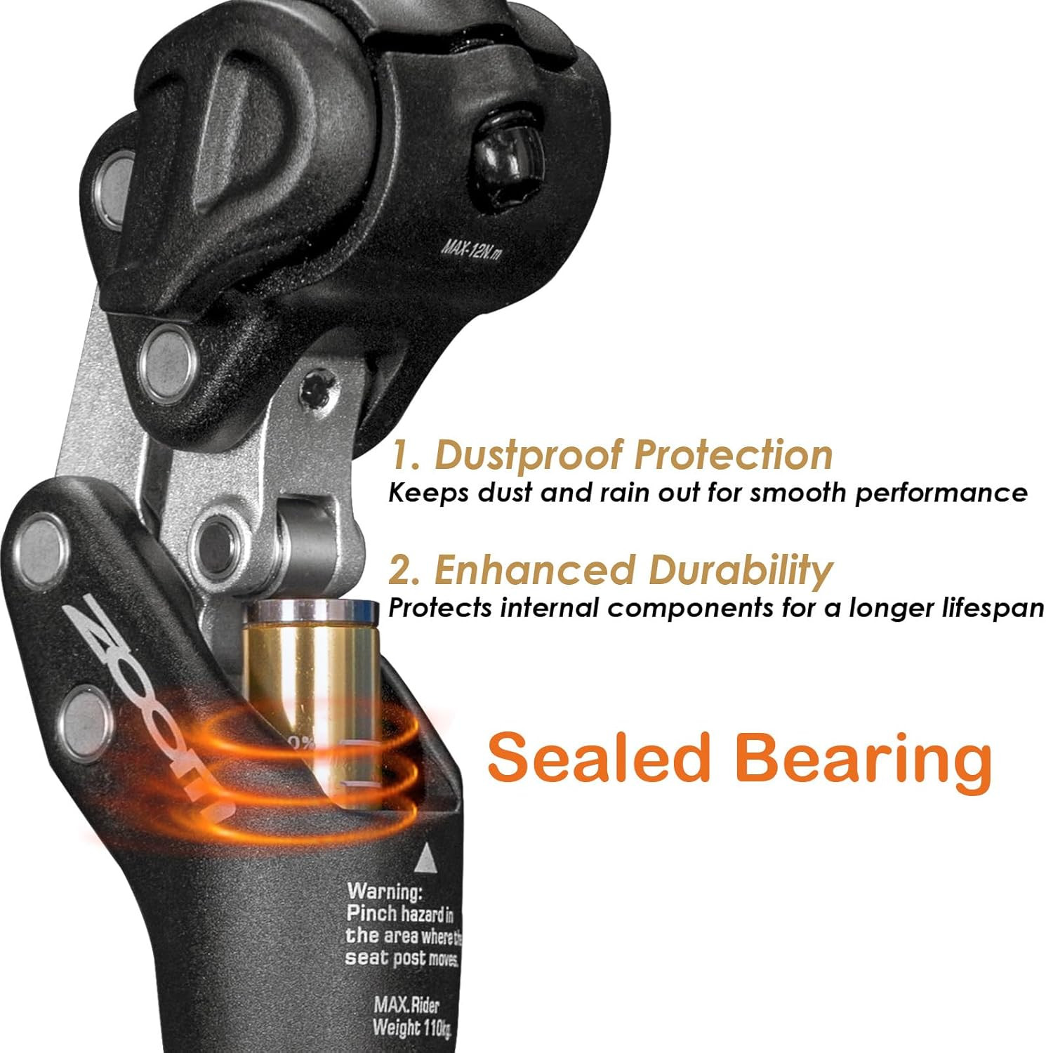 Zoom SP442 Adjustable Bike Suspension Seatpost for Heavy Riders, 27.2/30.9/31.6m