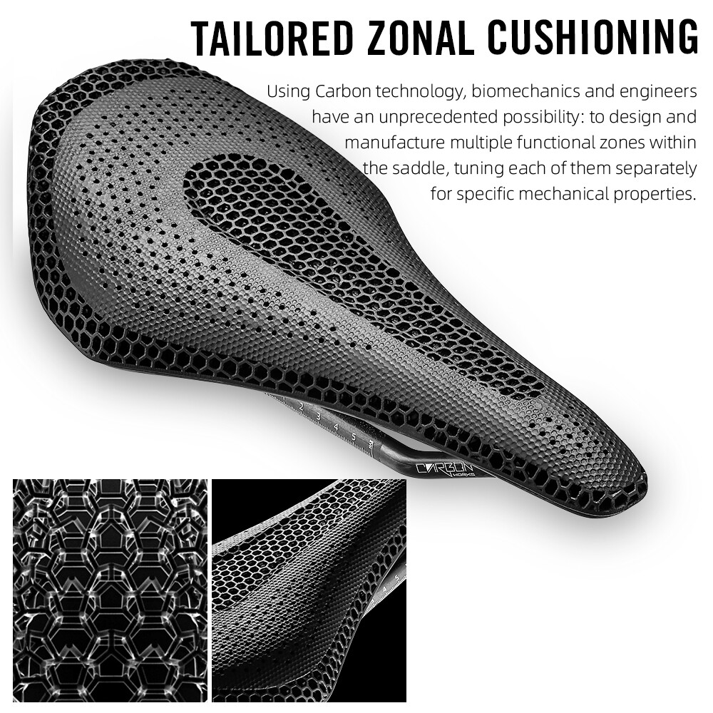 3D Printed Bike Saddle Carbon Fiber Base for Mountain Road Gravel Bicycle 145mm