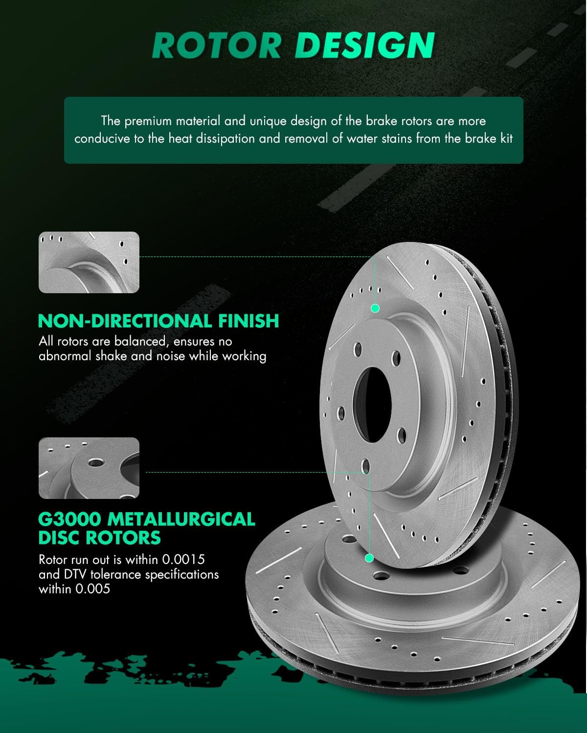Scitoo Disc Brake Rotors Kits 31464 Front Vented Brake Rotors Fit For Nissan