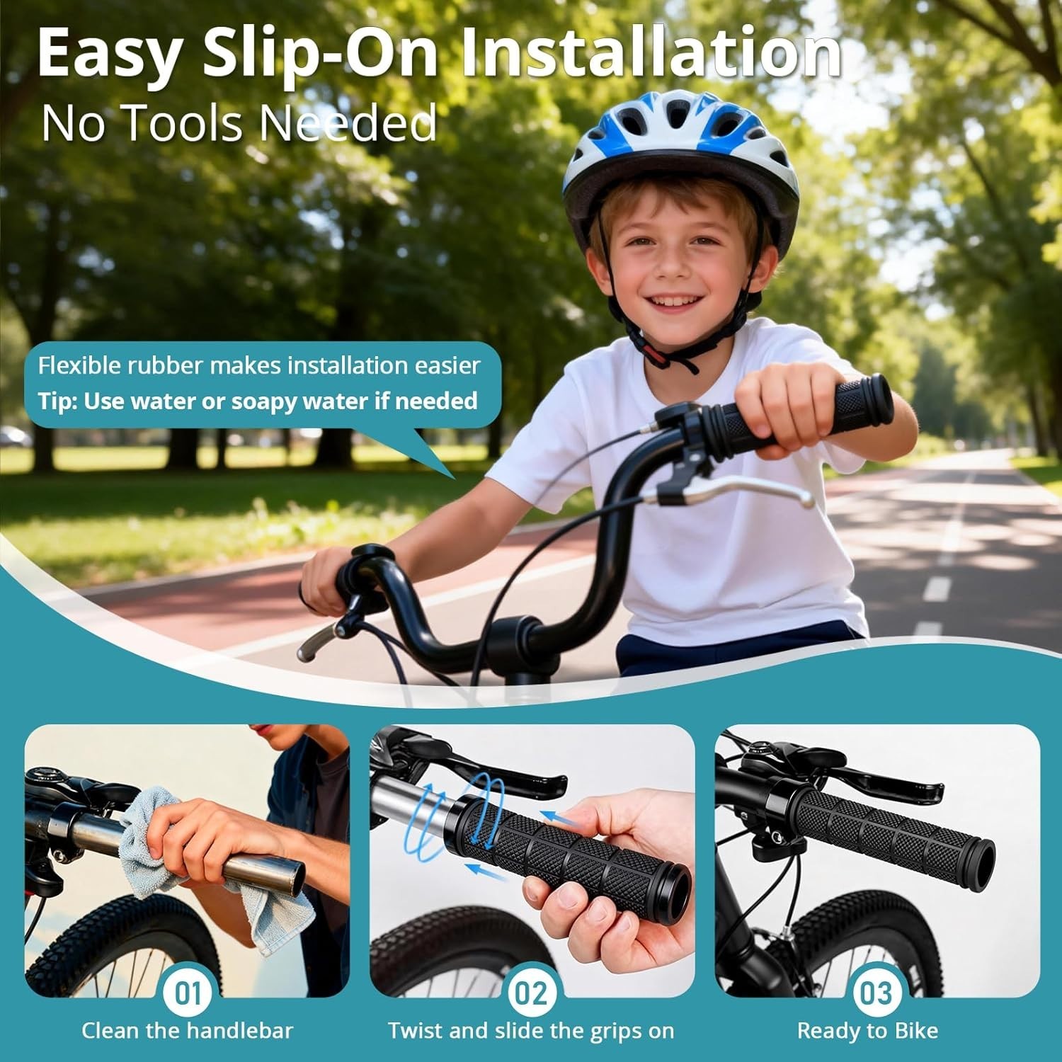 Bike Handlebar Grips Replacement Rubber Black Non Slip for Kids Bikes Scooters