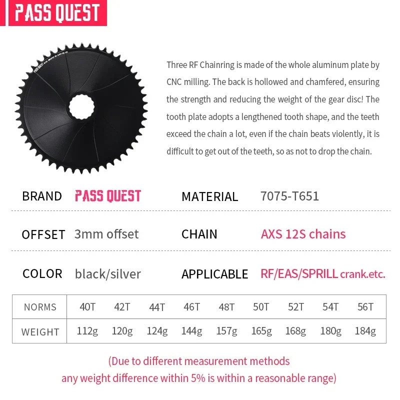 3mm Offset Direct Mounted Bicycle Chainring for Wide Narrow Teeth Chainwheel
