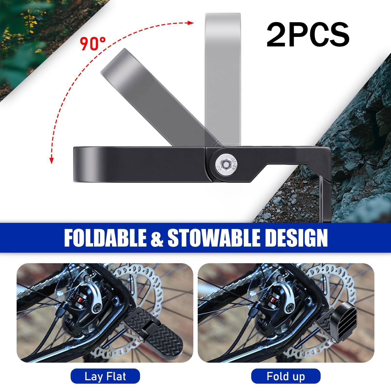 2x Bike Rear Pedals E Bike Foot Pegs for Passenger Folding Bicycle Foot Peg for