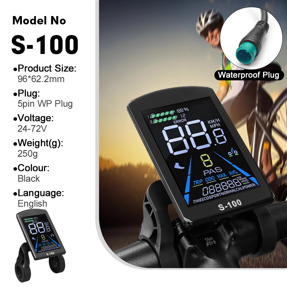 E-bike Display 24V 36V 48V 52V 60V 72V E-bike Colour SM/Waterproof Plug Display