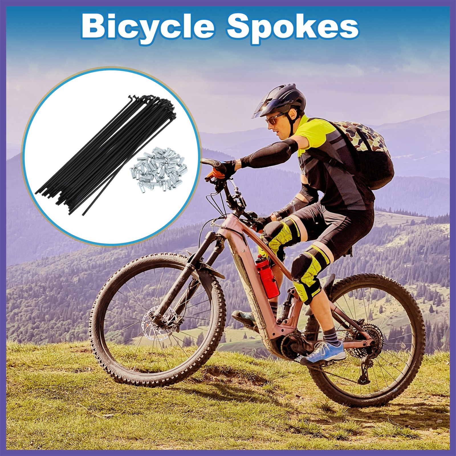 1 Set 12G 185mm Length Bicycle Spokes Nipple Carbon Steel Universal