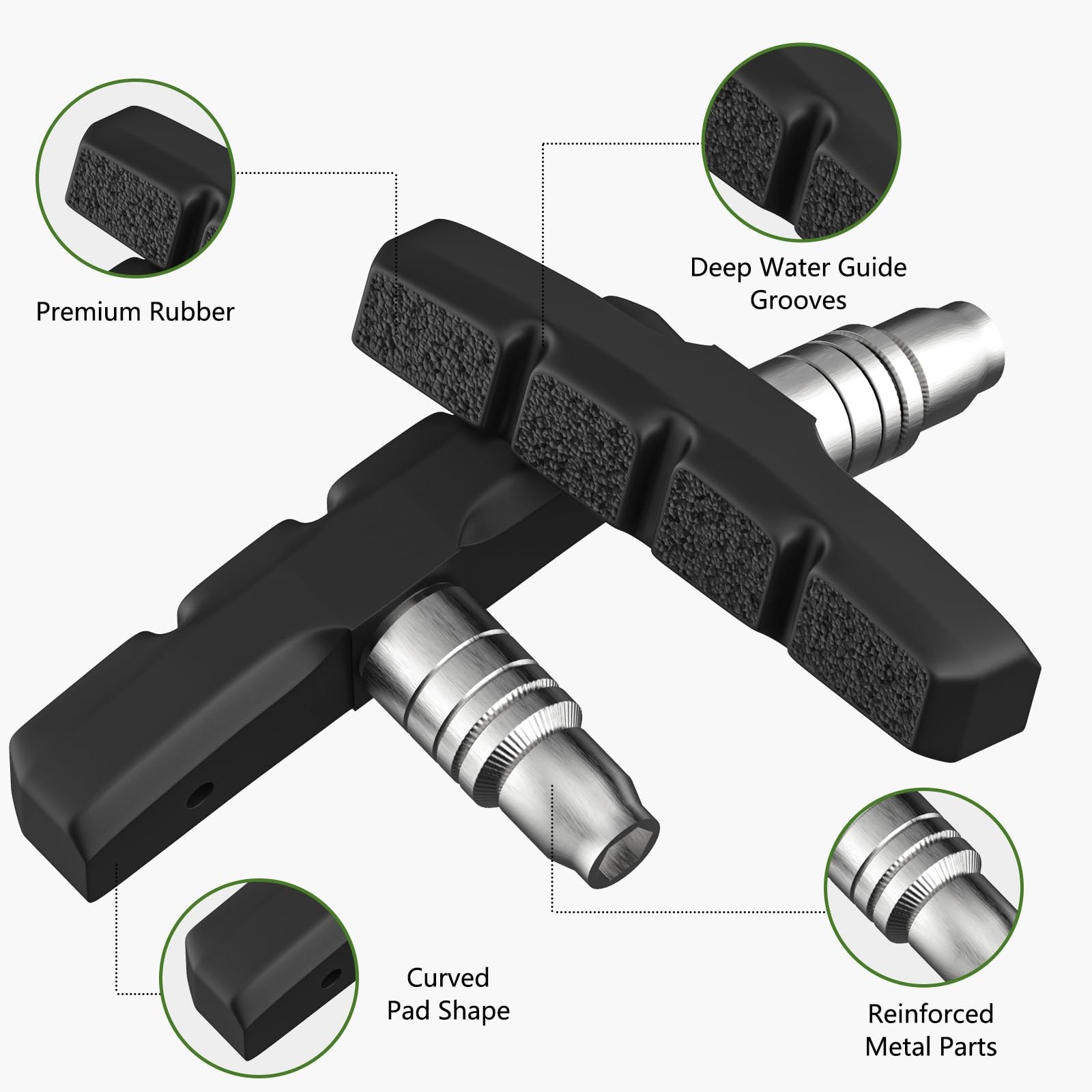 FJCTER Bike Brake Pads, 70mm Universal V 4PCS Small, Black