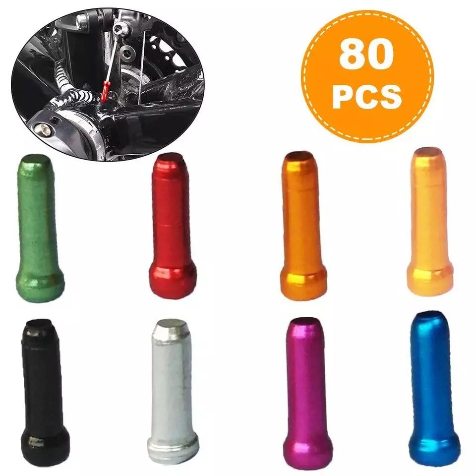80Pcs Bike Cable End Caps Cable End Crimps Brake Tips Shifter for Mountain Bike