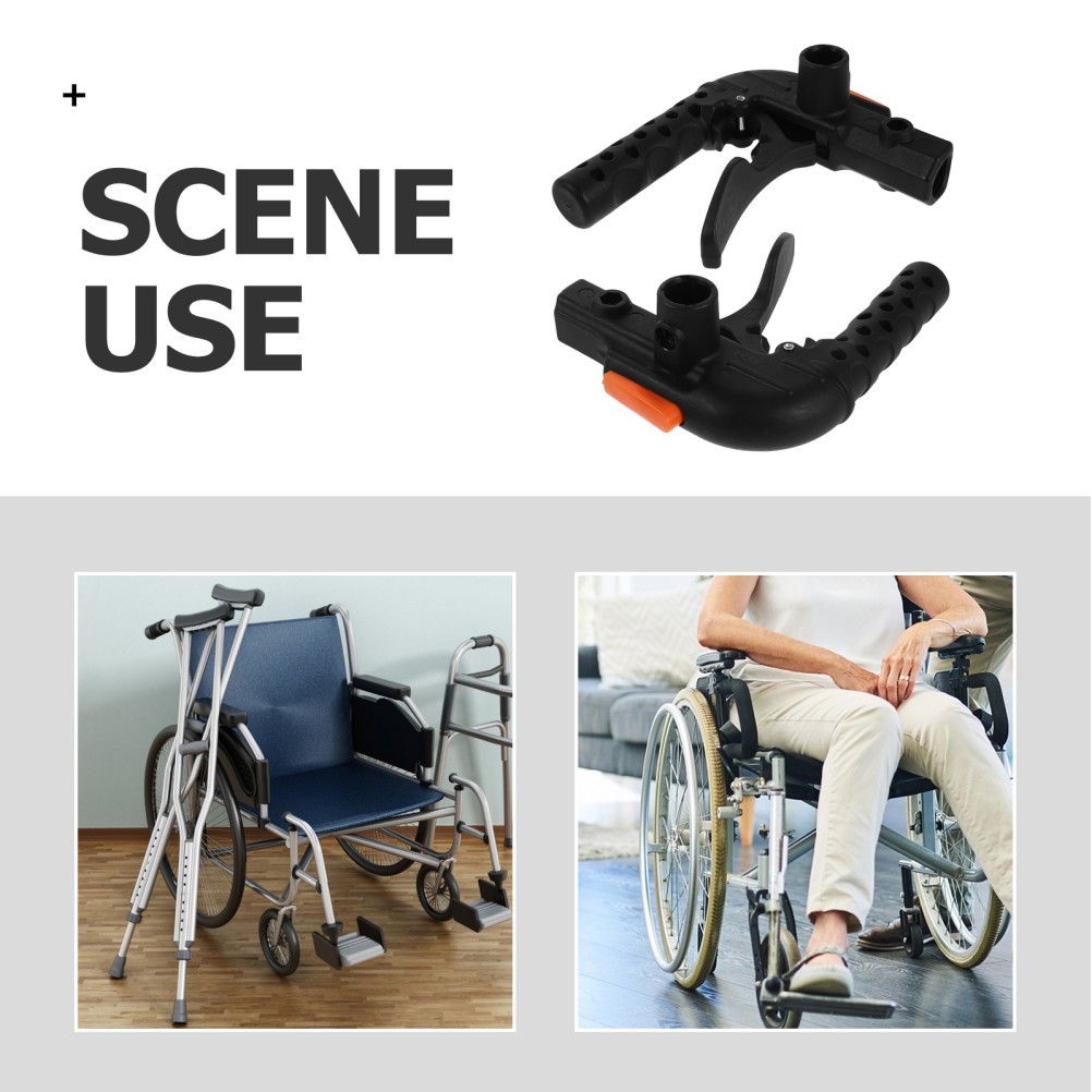 1 Pair Wheelchair Brake Handle Kit Black Reusable Plastic Metal Ergonomic Design