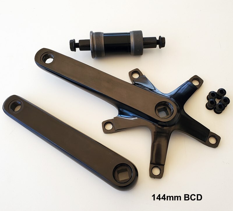 Fixed gear Single Speed Track Crank arms & BB / 144 BCD BLACK 170mm Crankset