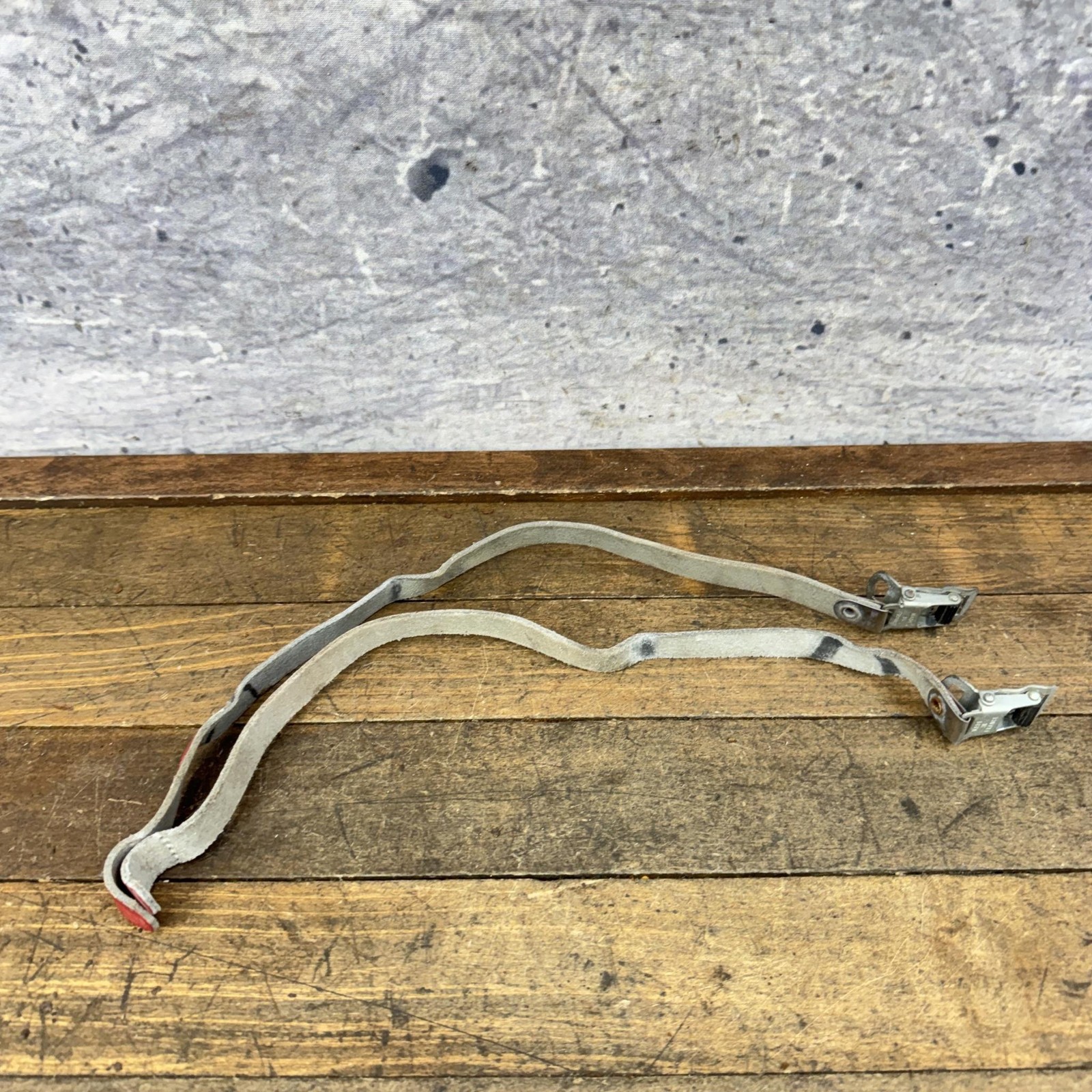 Vintage Lapize Toe Straps Red Leather Steel 80s 70s Road Track Bike Pair Set