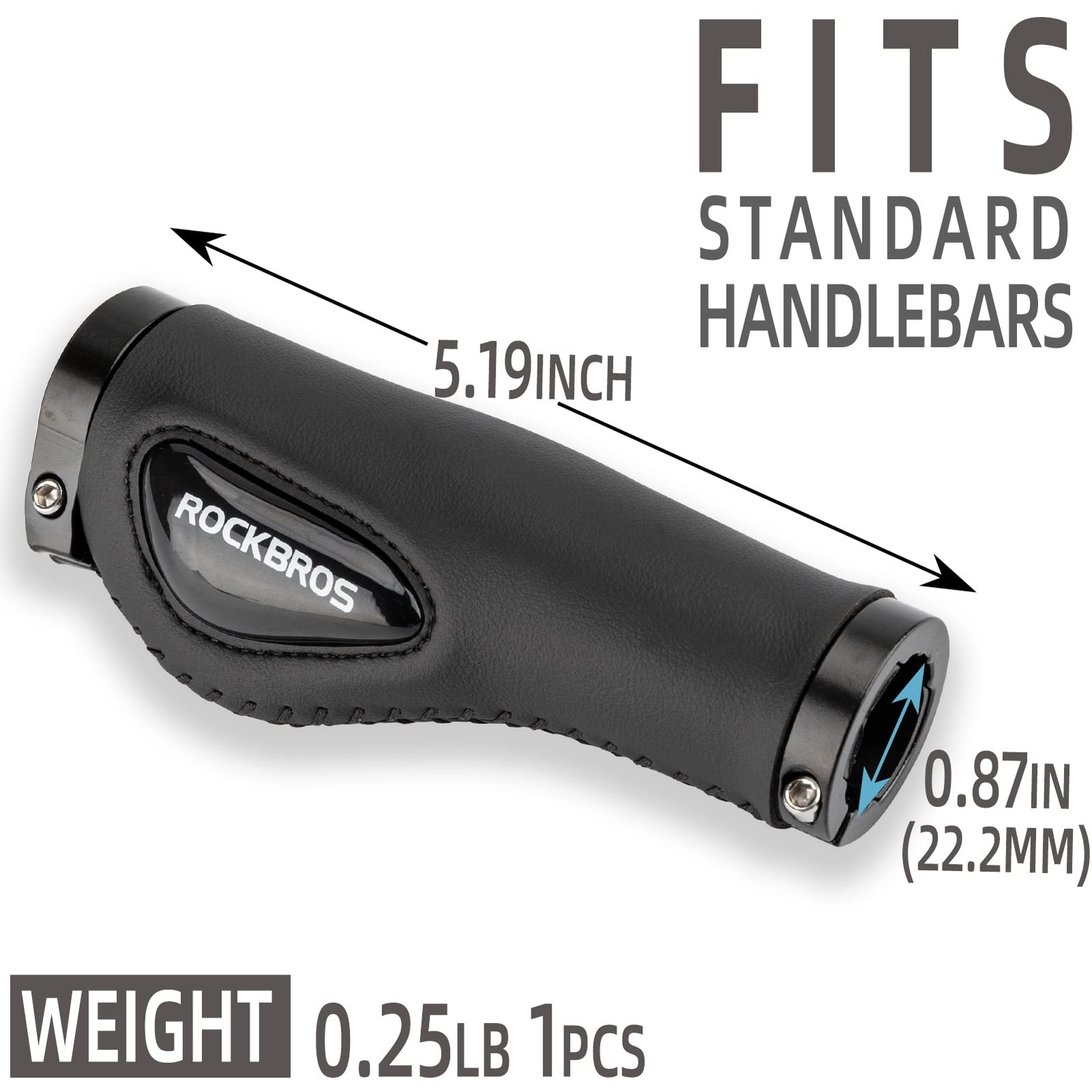 ROCKBROS Bike Handle Grips Ergonomics Design Soft Gel Dual Lock 22.2mm, black