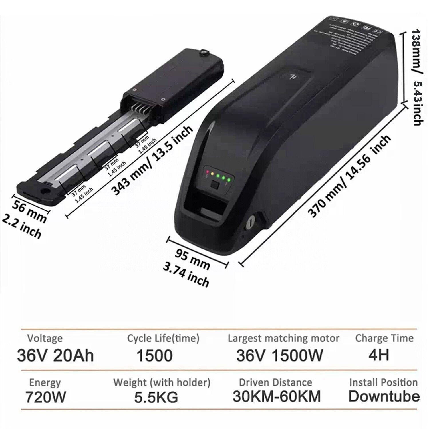 36V Lithium Li-ion Ebike Battery 36V 10Ah 15Ah 20Ah For 200W-1500W Electric Bike