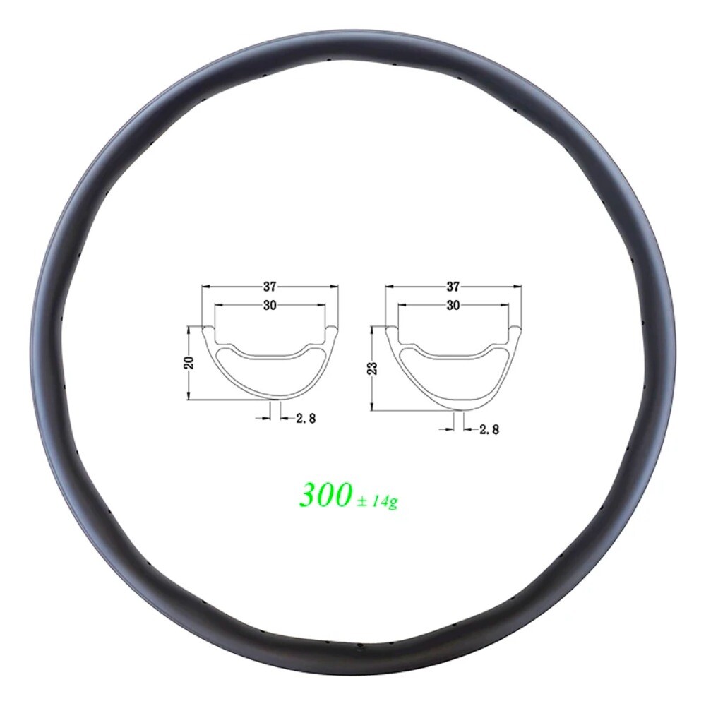 29er MTB XC Carbon Wave Rim Asymmetric Clincher Tubeless Depth 20 23mm 28 Holes