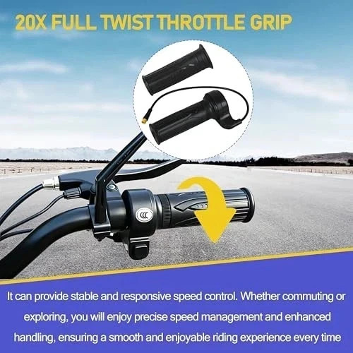 20X 3 Pin Full Twist Ebike Throttle, Universal 12V-72V for Electric Bicycle