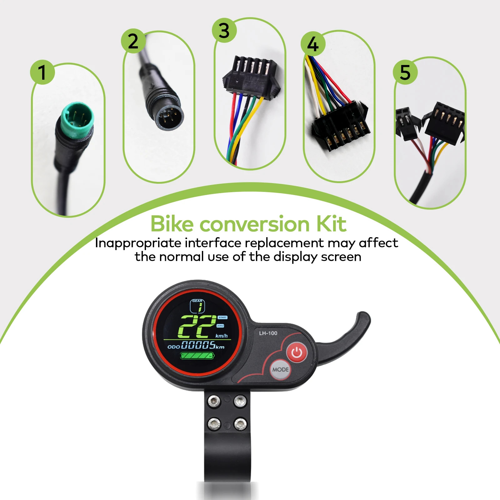 Electric Bike Computer 24V/36V/48V/60V Waterproof Wired Button Speedometer