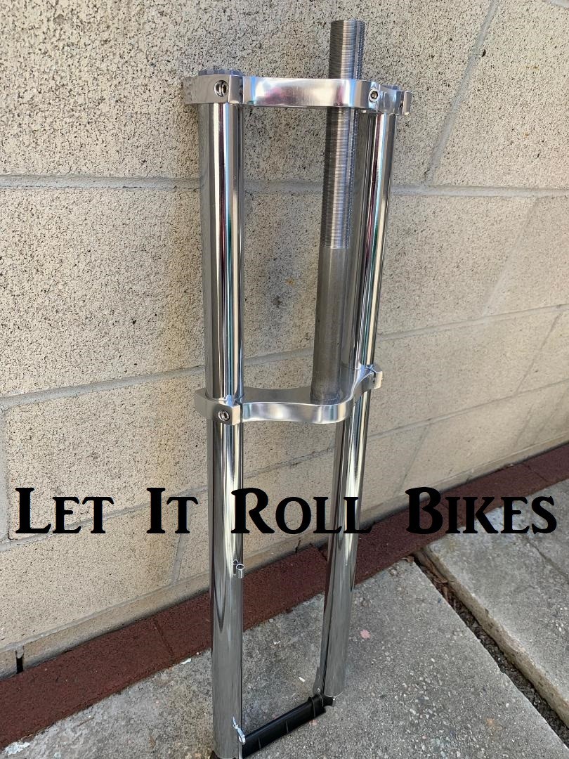 30″ LONG FAT Bicycle Triple Fork 1-1/8″ THREADED For 26″ x 3.0-4.0 Wheel CHROME