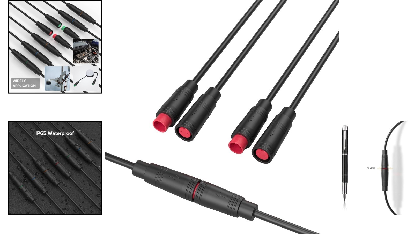 6 Pack Hysmigor 2 Pin Mini Connectors with 7.87in Weatherproof Cables