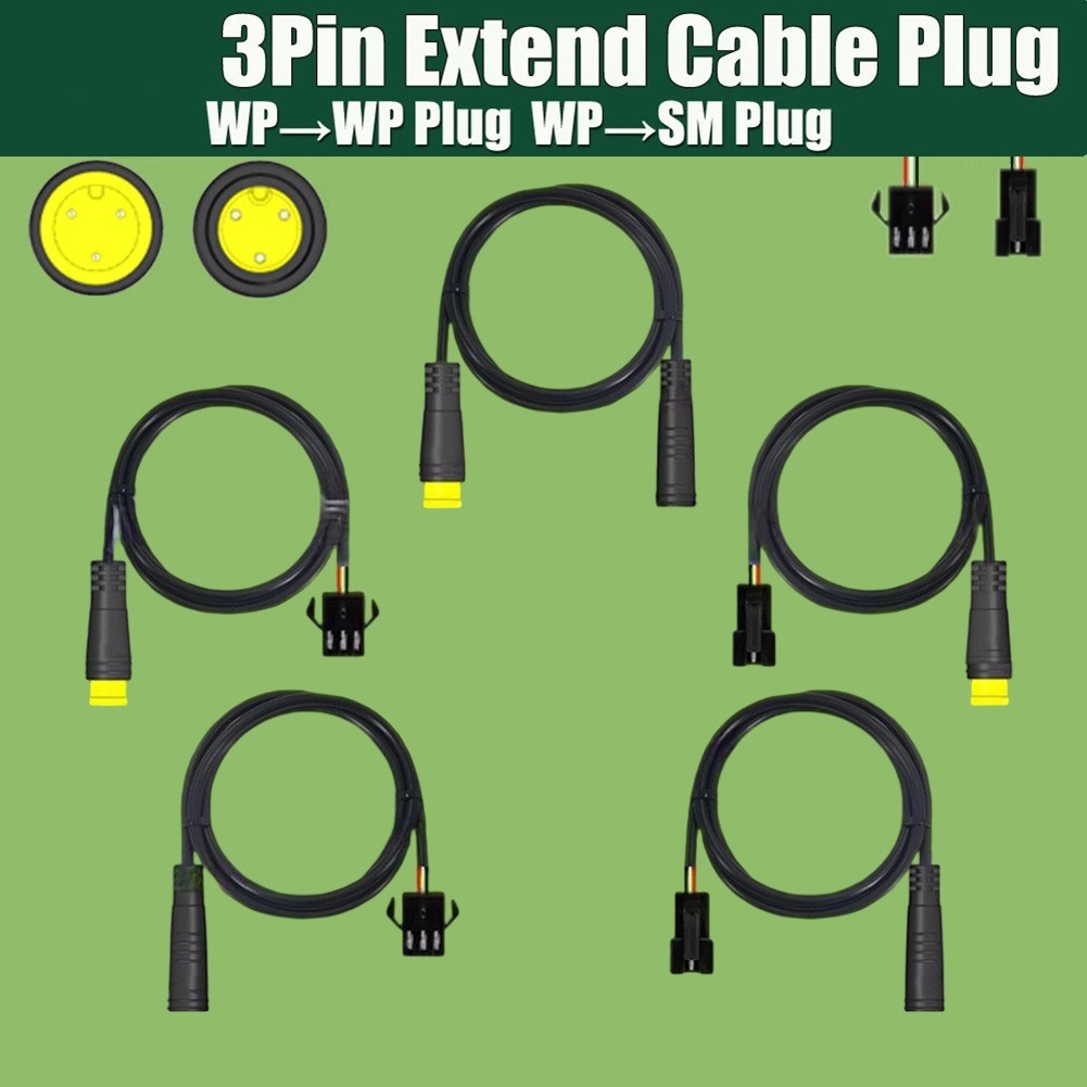 Ebike Cable Waterproof 3 Pin Extension Line Male to Female 830mm Length