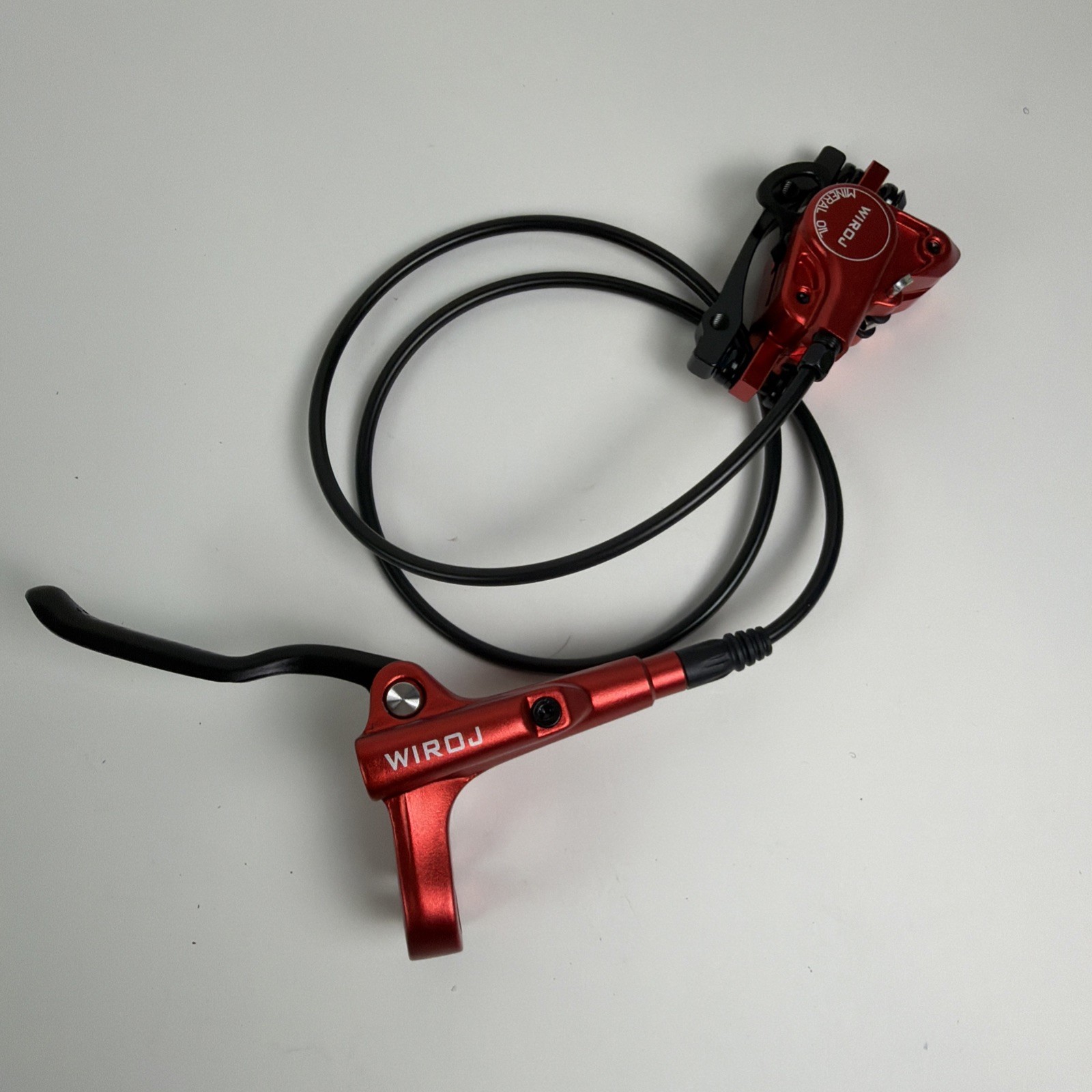 WIROJ Mountain Bike Hydraulic Disc Brake Set Red Mineral Oil 160