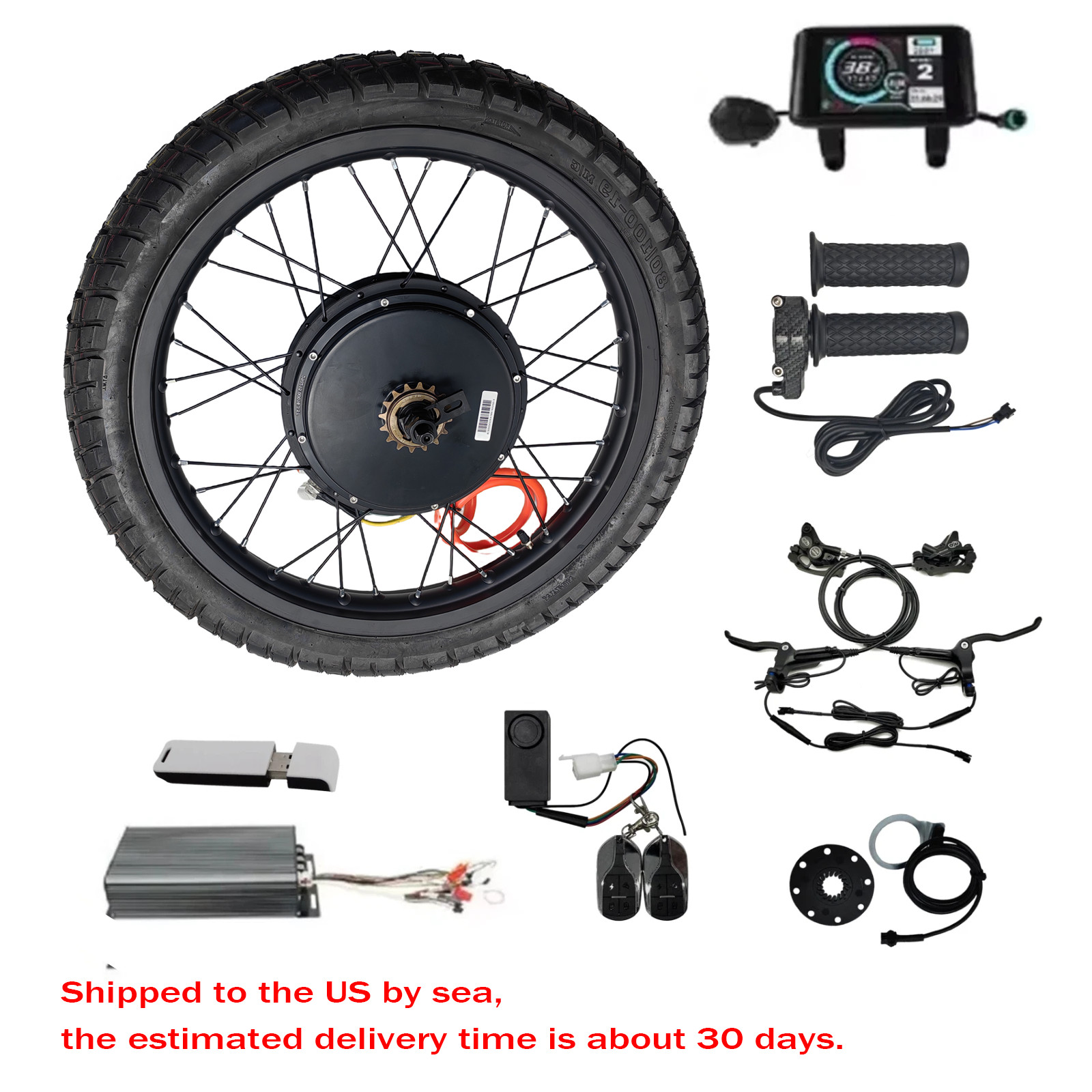 48V-72V 150A 5000W 17″ 19″ 21″Electric Motorcycle Rear Wheel Conversion Kit
