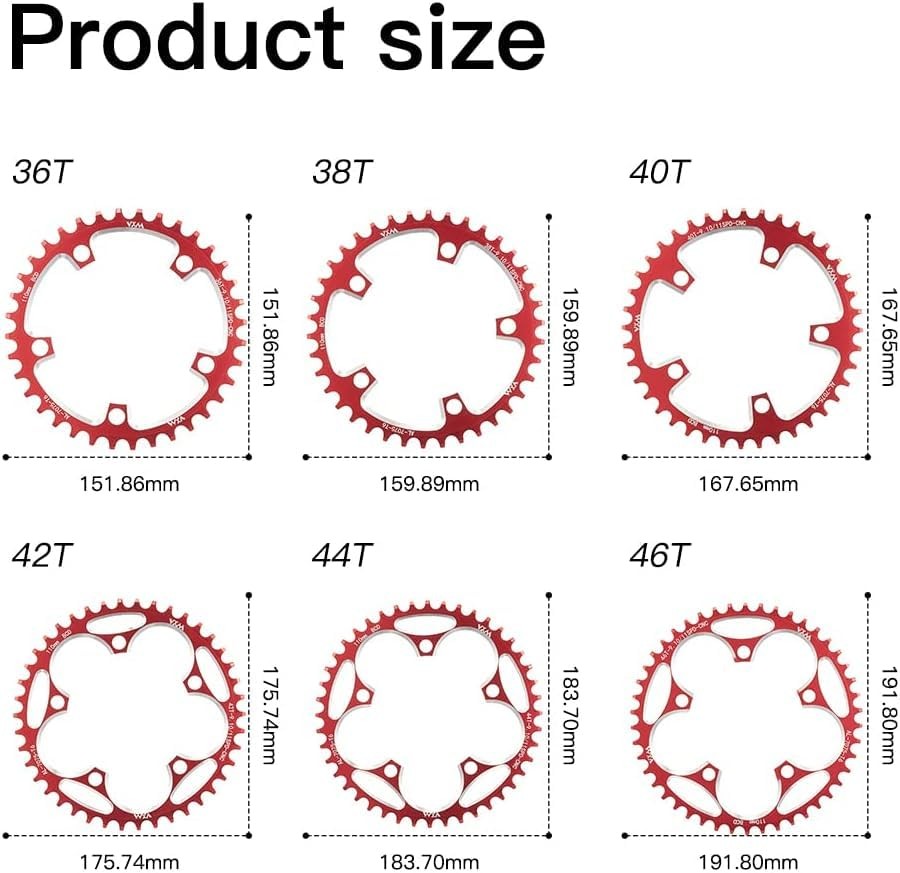 110BCD CNC Machined T6 Aluminum Narrow Wide Chainring 7075 Aluminum Chainwheel
