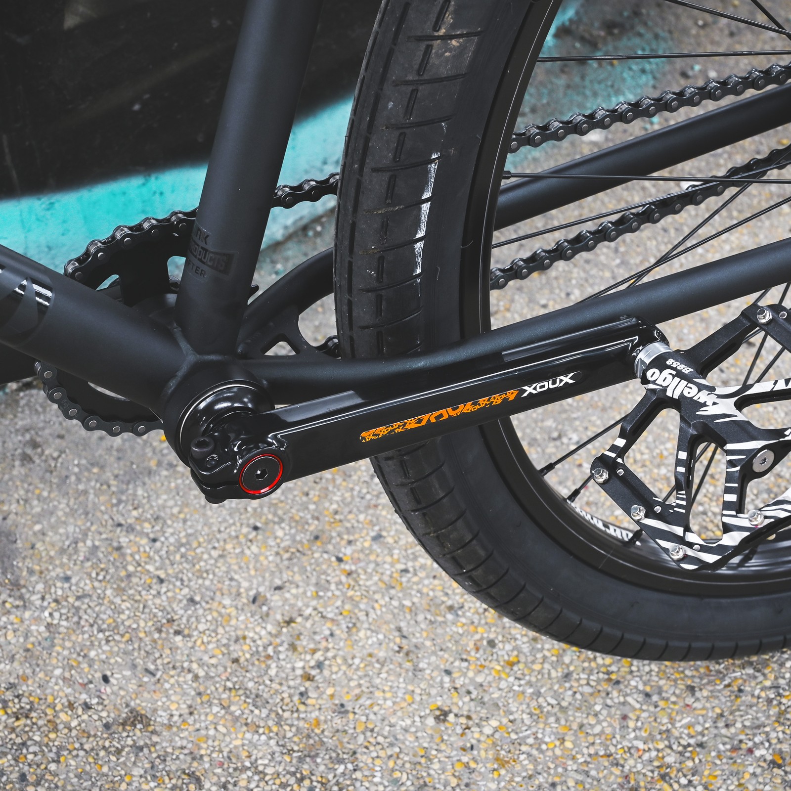XOUX TITAN BMX Crankset 3pc 180mm Gloss Black Cr-Mo Cranks 19mm Spindle + BB