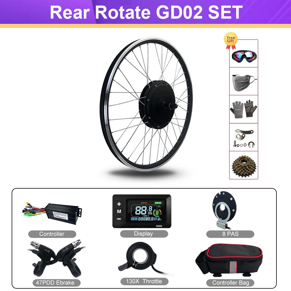 48V 1000W Electric Bike Conversion Rear Rotate Hub Motor Wheel Drop Out 135mm