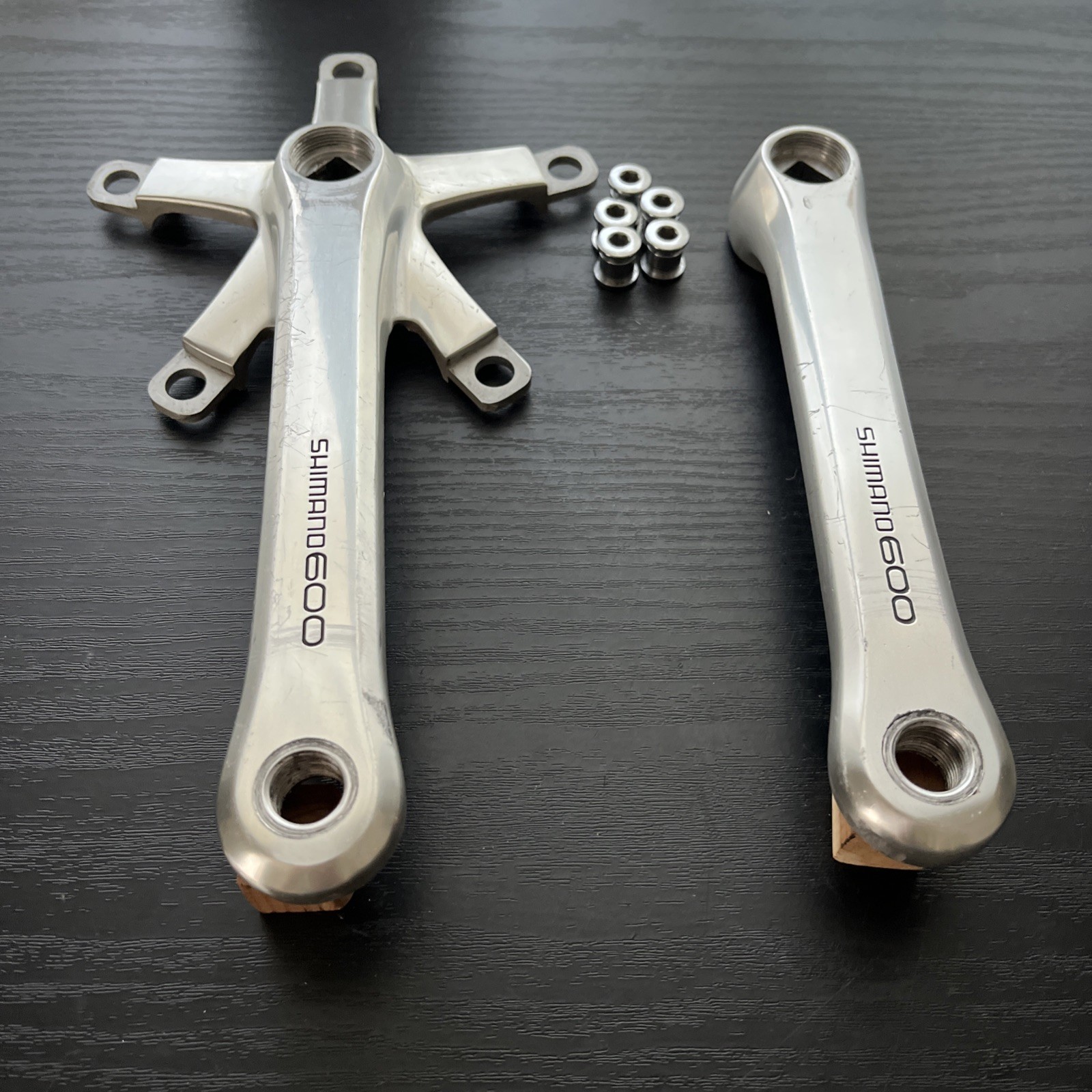 Vintage Shimano 600 FC-6207 Crank Set 170 Double 130 BCD Japan w/ Ring Bolts