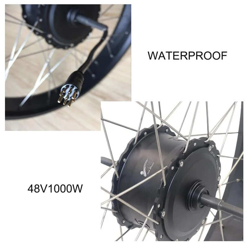 1000W 48V 20 24 26er Snow Ebike Fat Tire Brushless Rear Hub Motor Conversion Kit