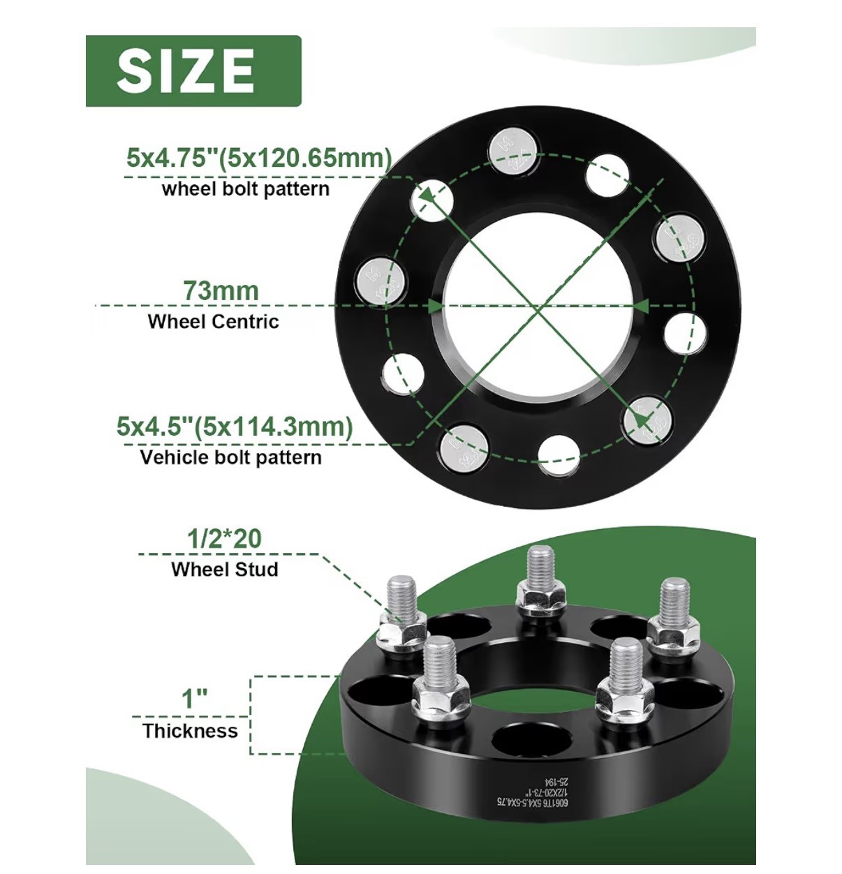 Wheel Adapters, 1inch 5×114.3mm to 5×120.65mm Wheel Adapter 5×4.5 to 5×4.75