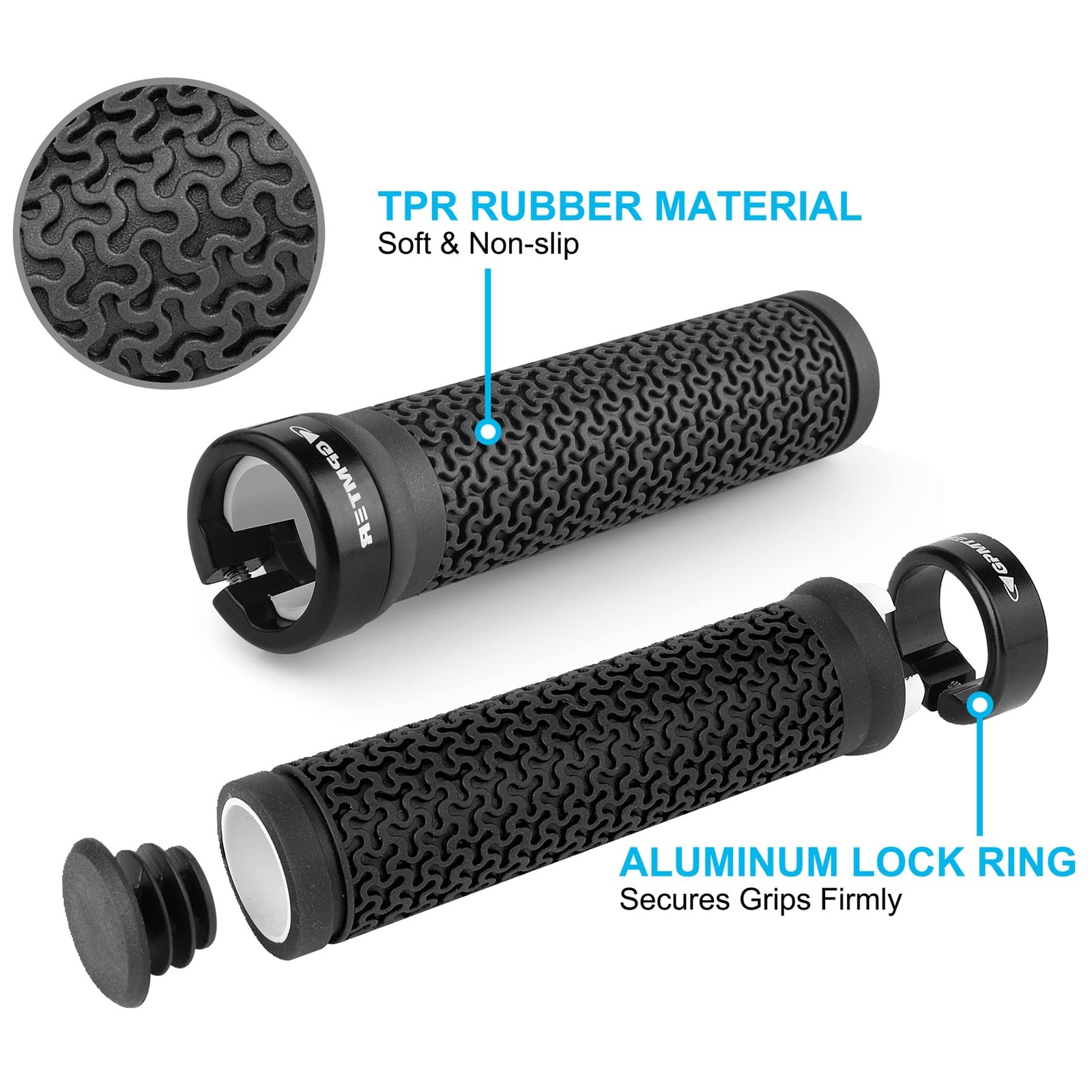 Bike Handlebar Grips, Single Lockon Bicycle Grips Handle Bar End Holding Lock…