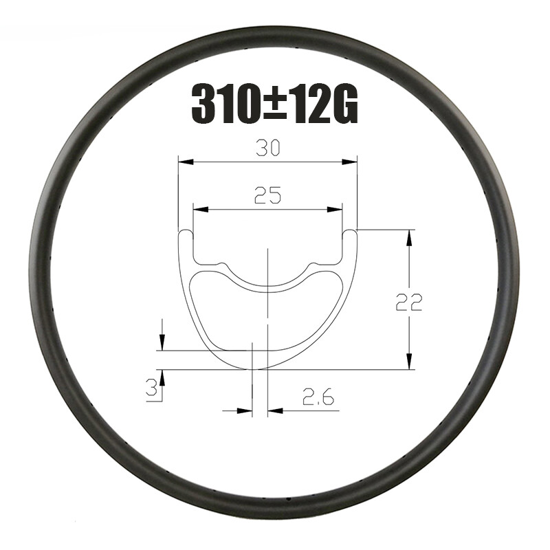 29er 650b MTB XC Bicycle 30*22mm Tubeless Carbon Rim 24-32 Holes UD Matte Glossy
