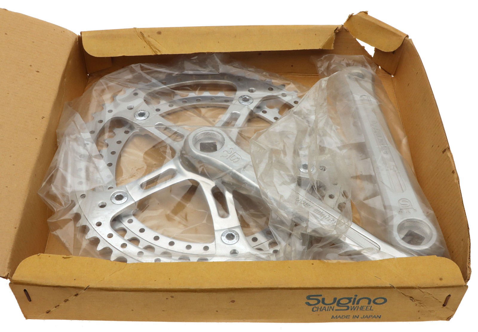 Sugino Super Mighty Crankset 8 Speed 170mm Silver 52/42 NOS NEW Vintage