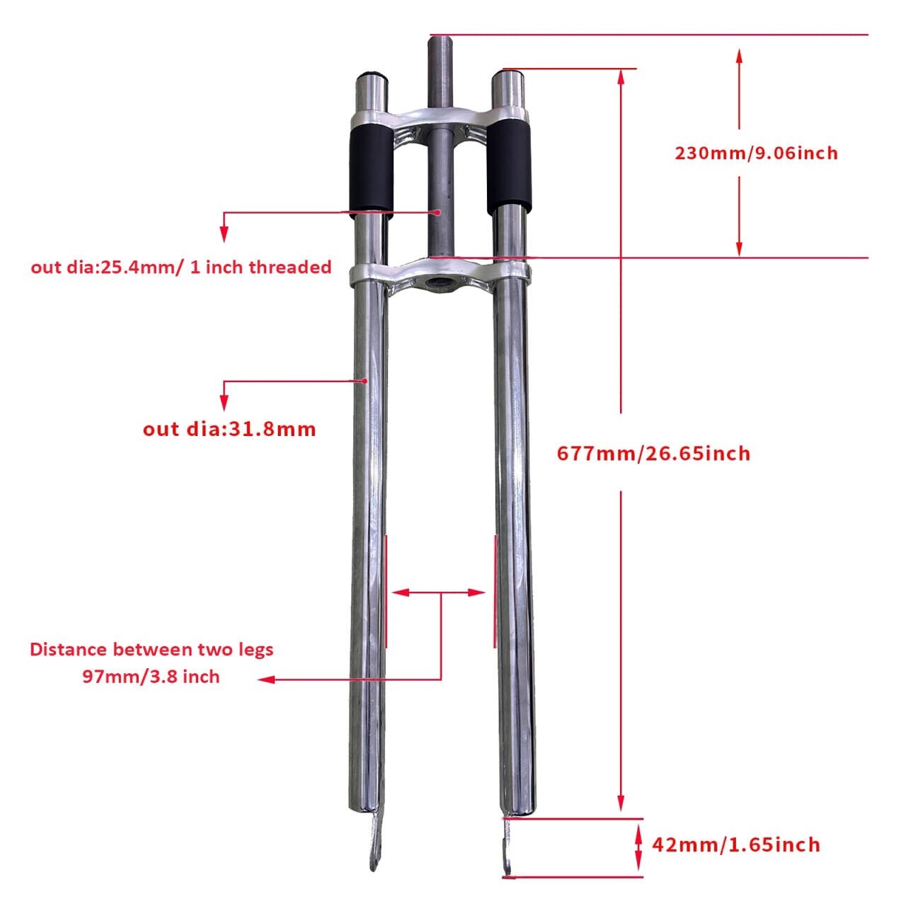 26 inch x 1″ Threaded Triple Tree Non-Suspension Bike Fork-Gas Motorized Bicycle
