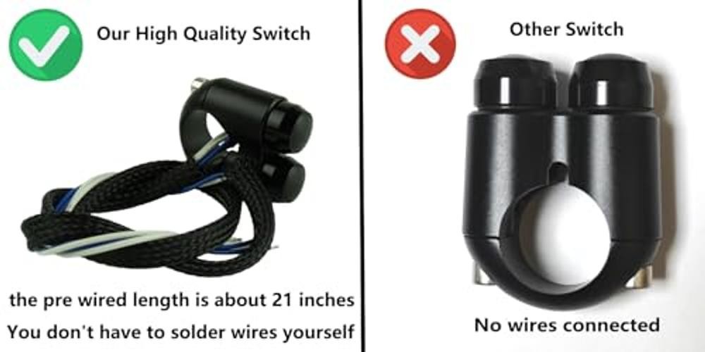 2 Buttons Aluminum Motorcycle Handlebar Switch Fit 7/8 inch Handlebar Black