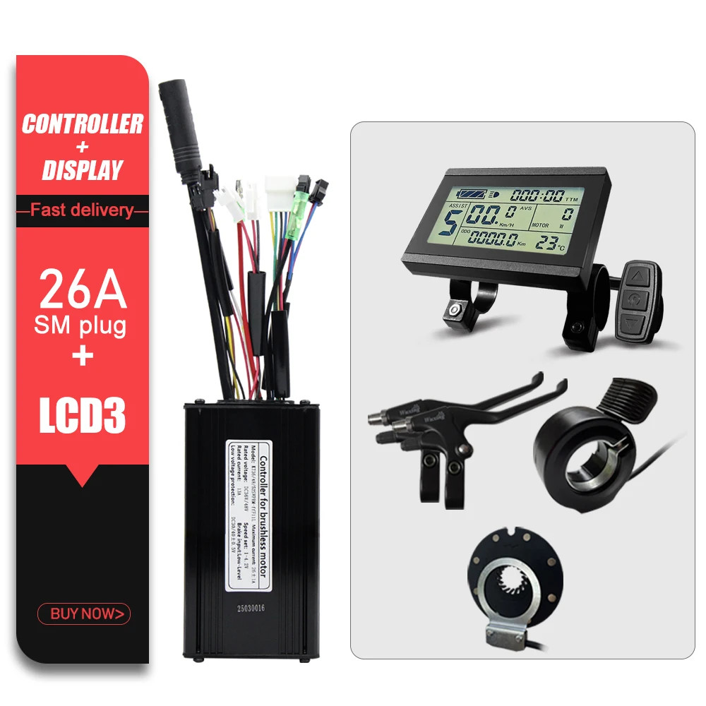 E-bike Controller 36V 48V 52V 26A Waterproof Sinewave Controller 500W 750W