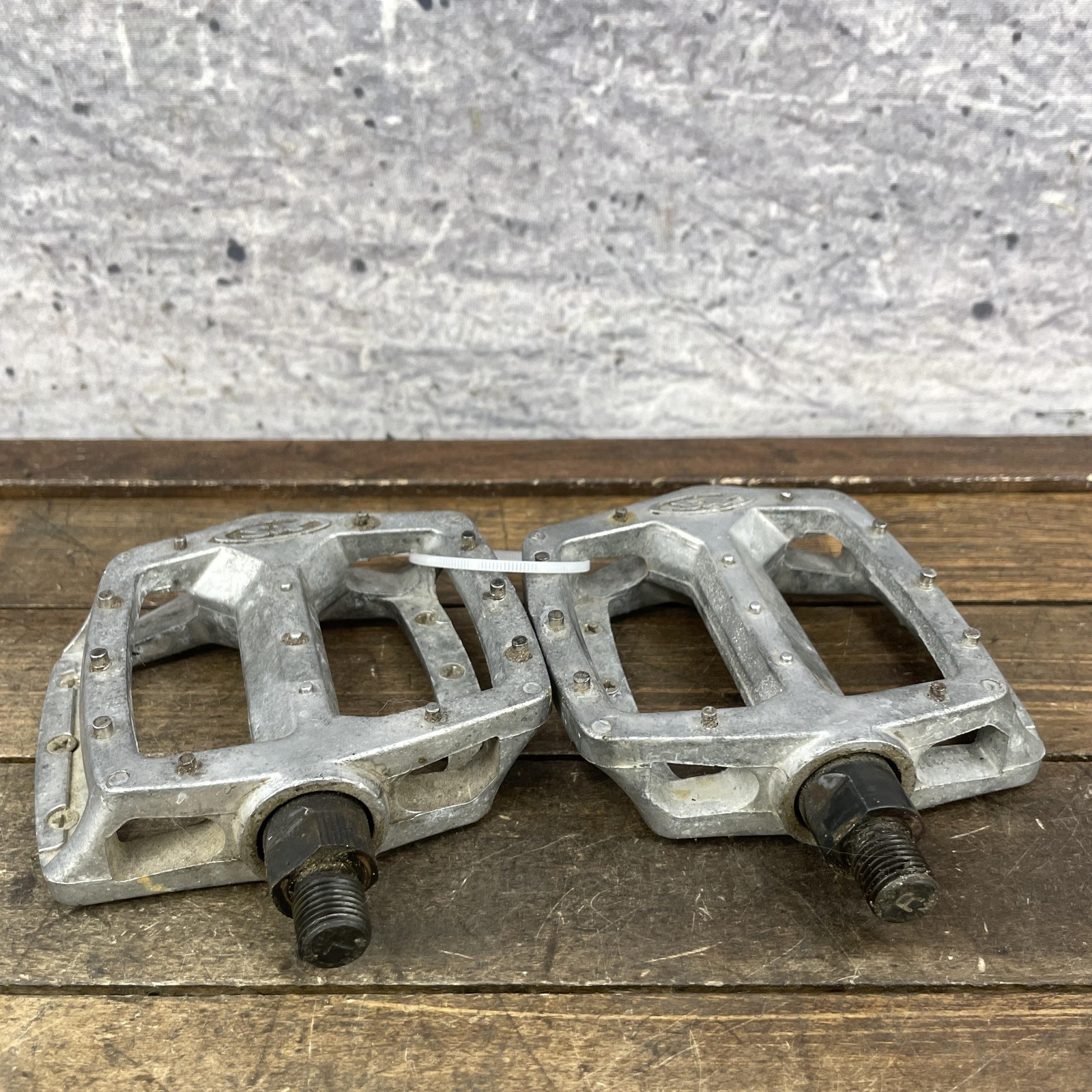 Vintage Schwinn XS BMX Pinned Pedals 1/2 Silver Aluminum Freestyle Old School