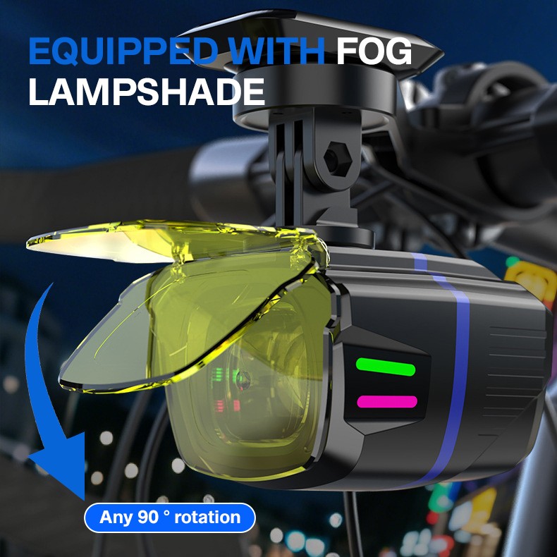 Bicycle Headlight 1100LM Yellow/White Dual Beam with Wireless Remote Control