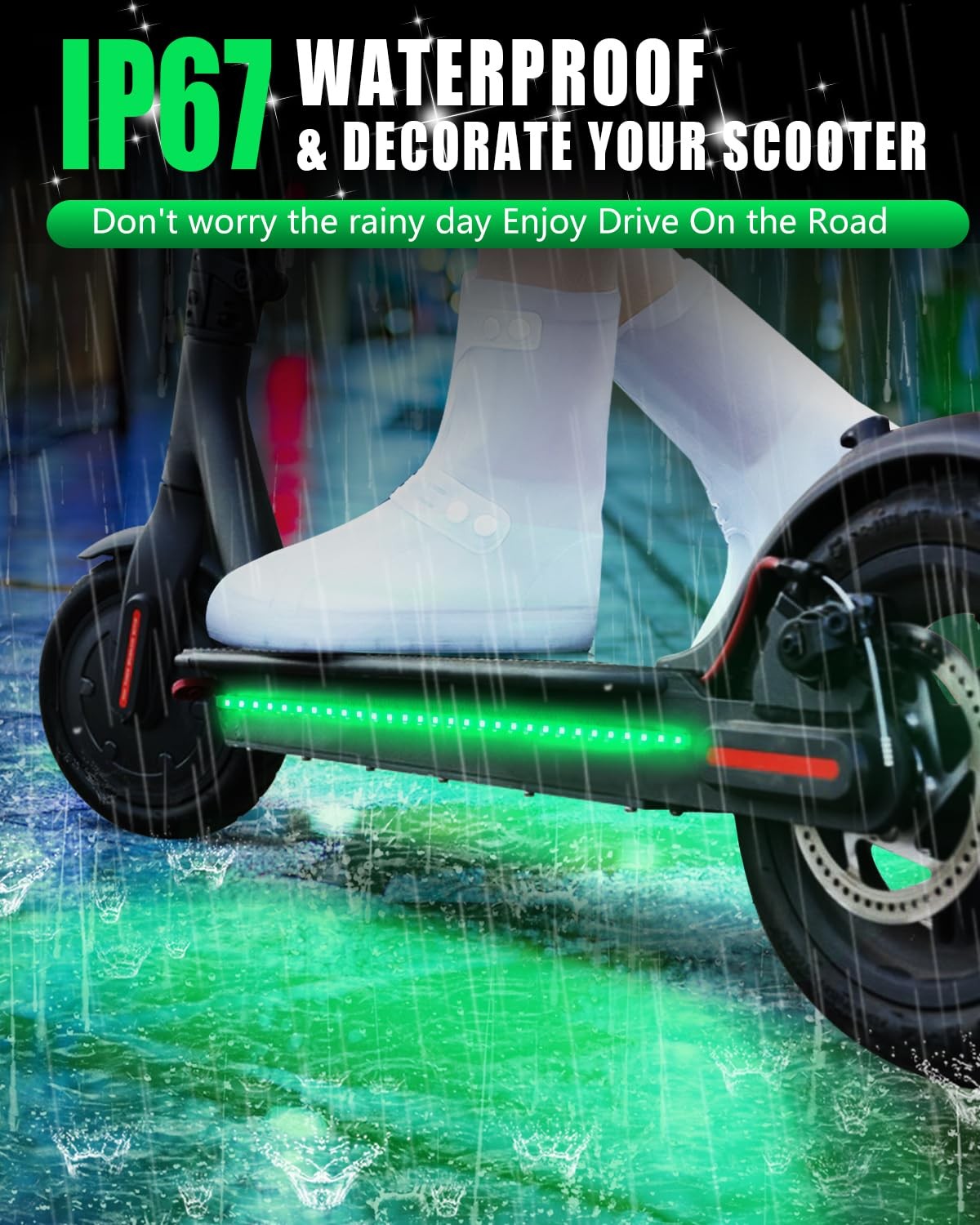 Led Lights for Scooter Night Riding, Electric Scooter LED Light Green Led Lig