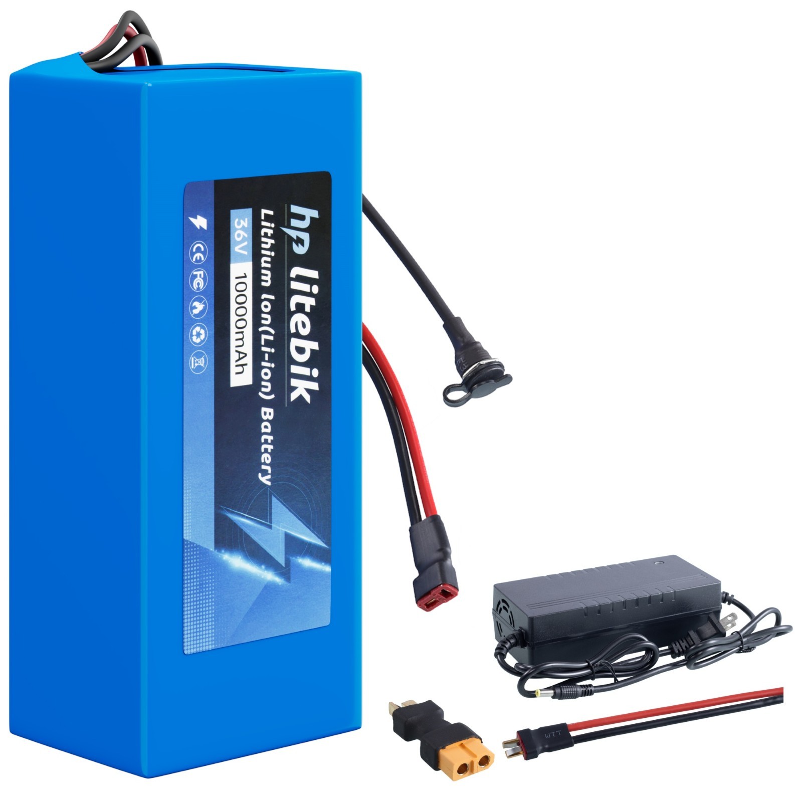 36V electric bicycle lithium battery w/ XT60 Female Plug for Bike 50-1000W Motor