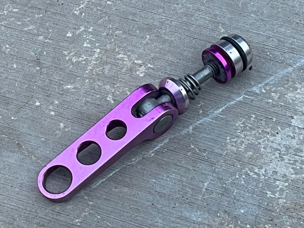 Vintage Ringle Holey Titanium Stix Seatpost QR Quick Release | Purple Ano / VGC