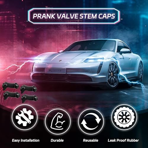 Funny Tire Valve Caps – 4 PCS Pencil Valve Stem Covers, Gag Gifts 4 Black