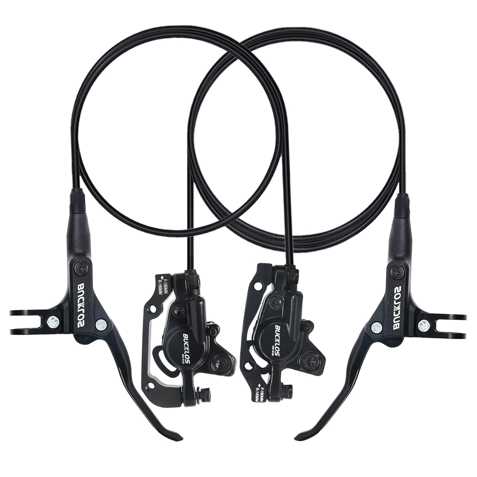 Front+Rear Hydraulic Disc Brake Set Levers 2-Piston Bicycle Oil Brake 800/1550mm